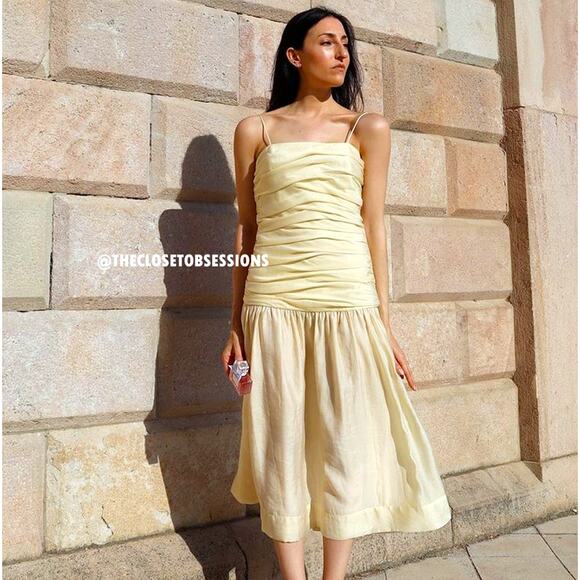 ZARA Blogger Fave Ruched Taupe Midi Dress NWT 🤎 - Picture 12 of 16